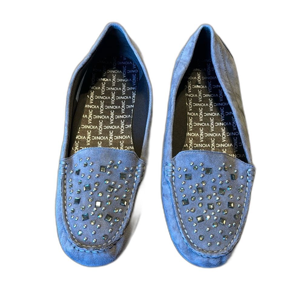 Vionic Women's Chill Athens Suede Studded Loafers Size 10